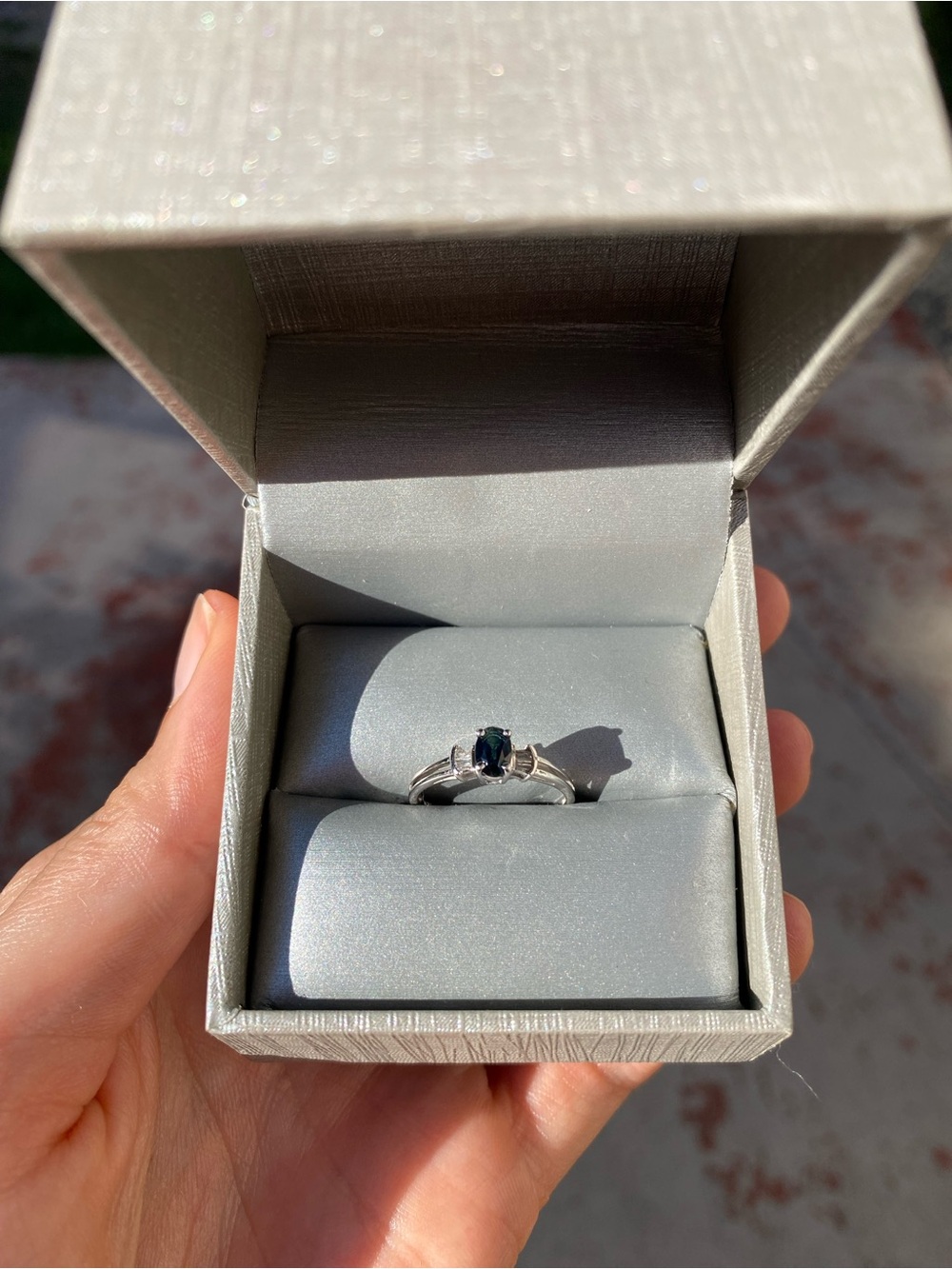 14k White Gold Sapphire Ring - Picture 5 of 8